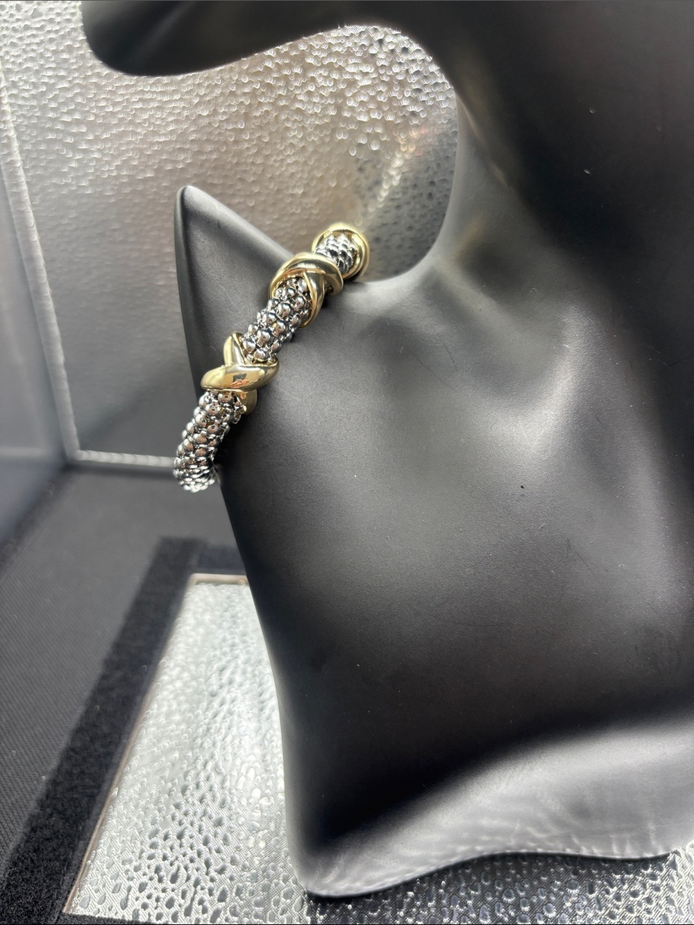 Two-Tone Gold and Silver Knot Hoop Earrings